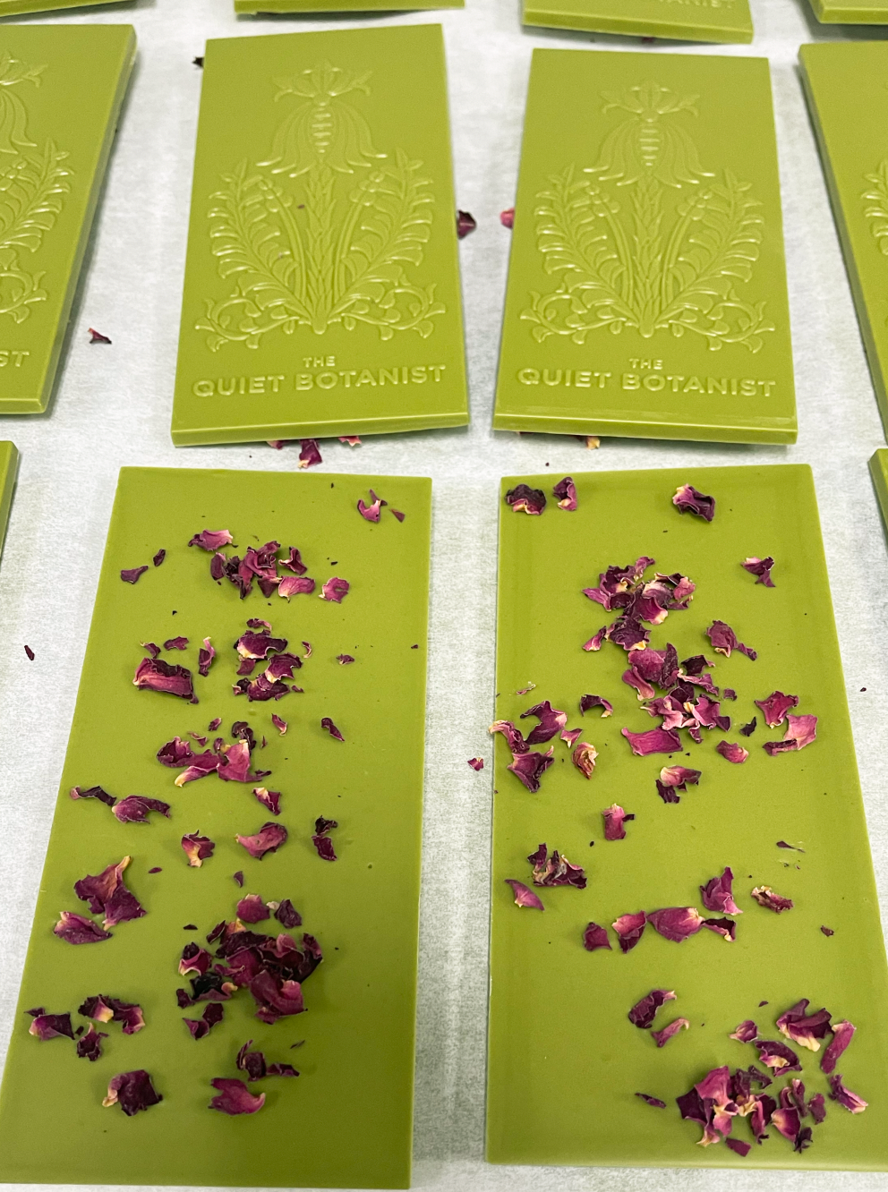 The Quiet Botanist - Matcha Rose Chocolate Bar 
