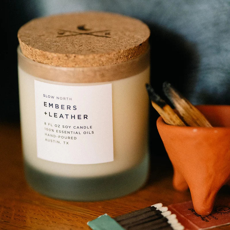 Slow North - Embers + Leather Candle